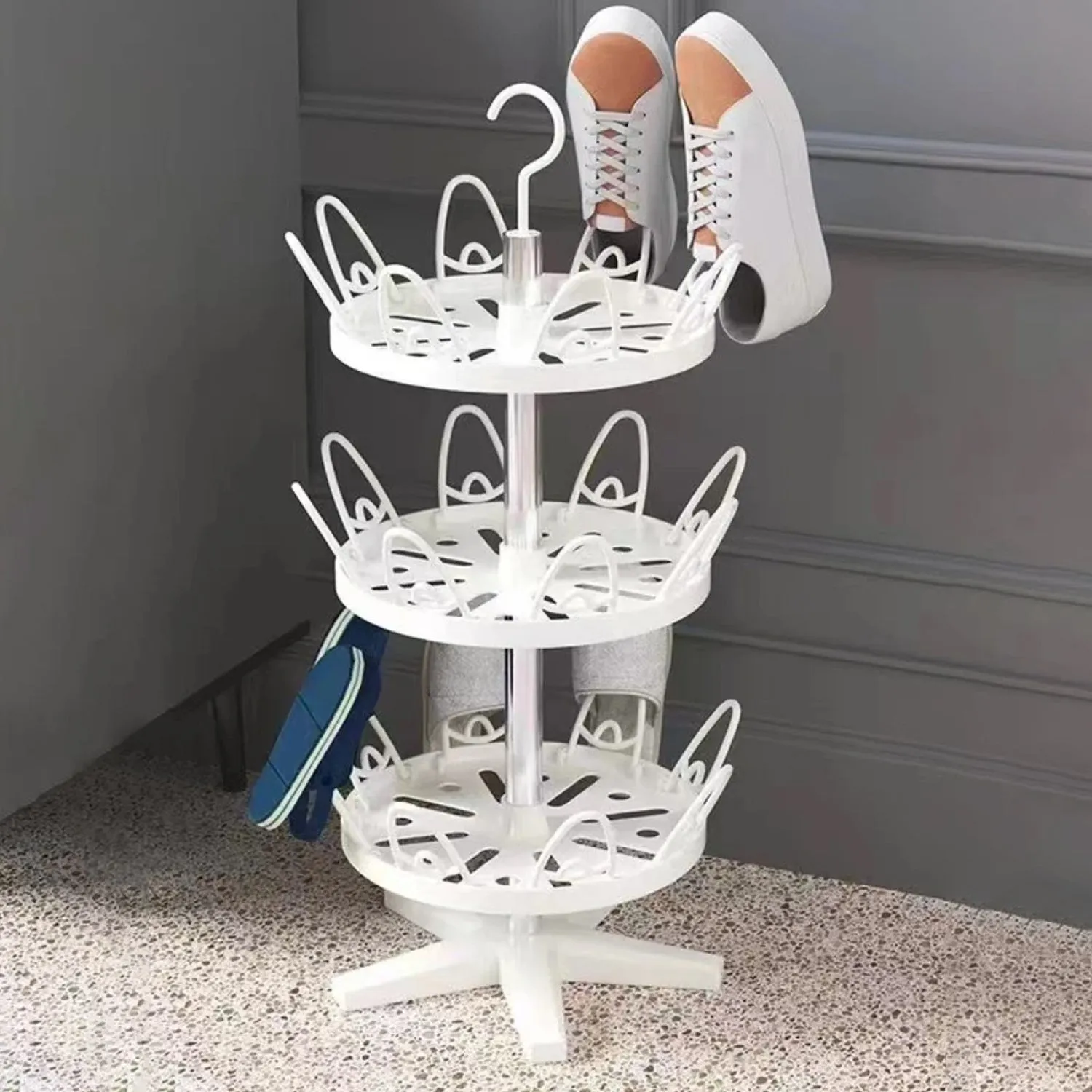 3-Tier Rotating Shoe Rack (1 Pc)