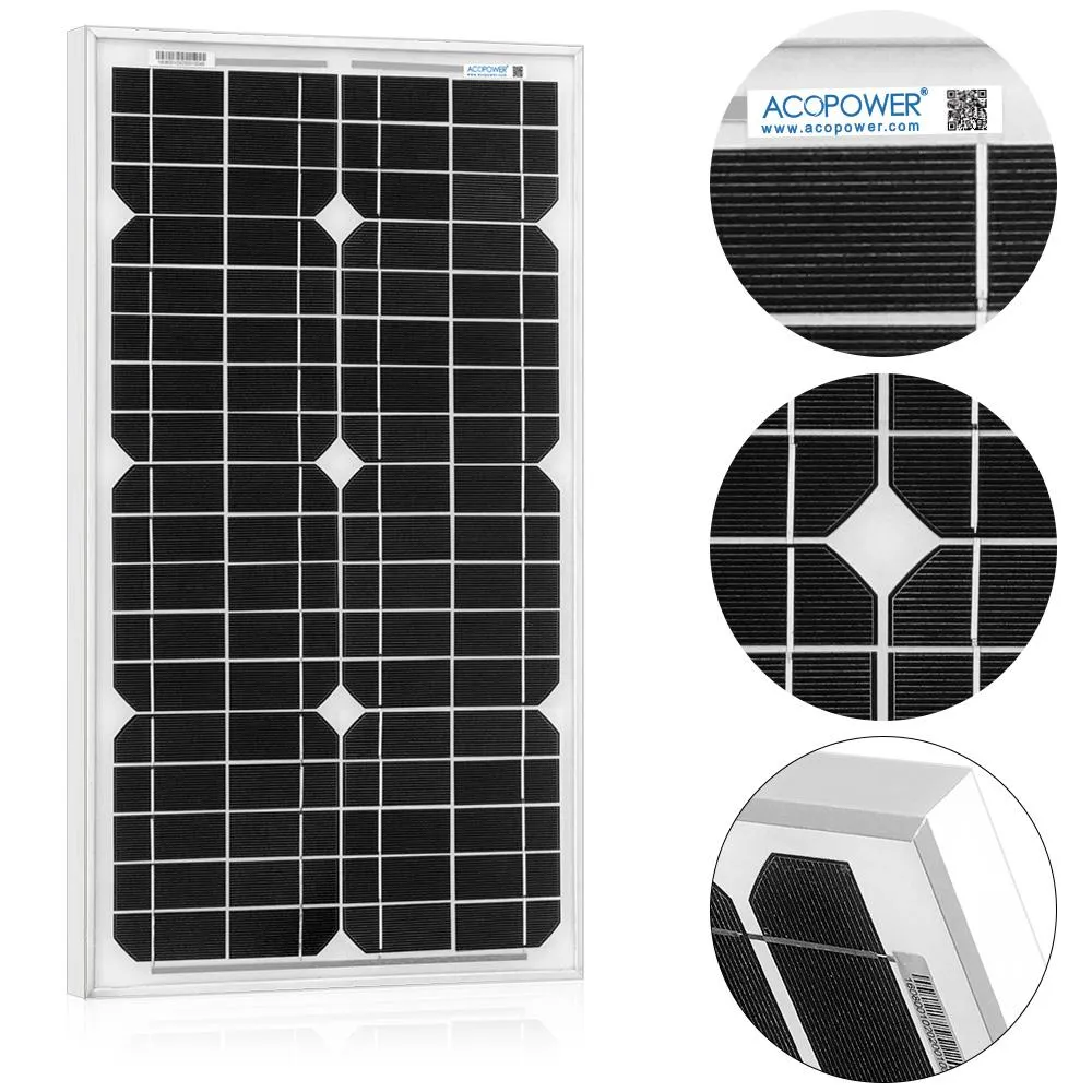 ACOPOWER 30 Watts Mono Solar Panel, 12V