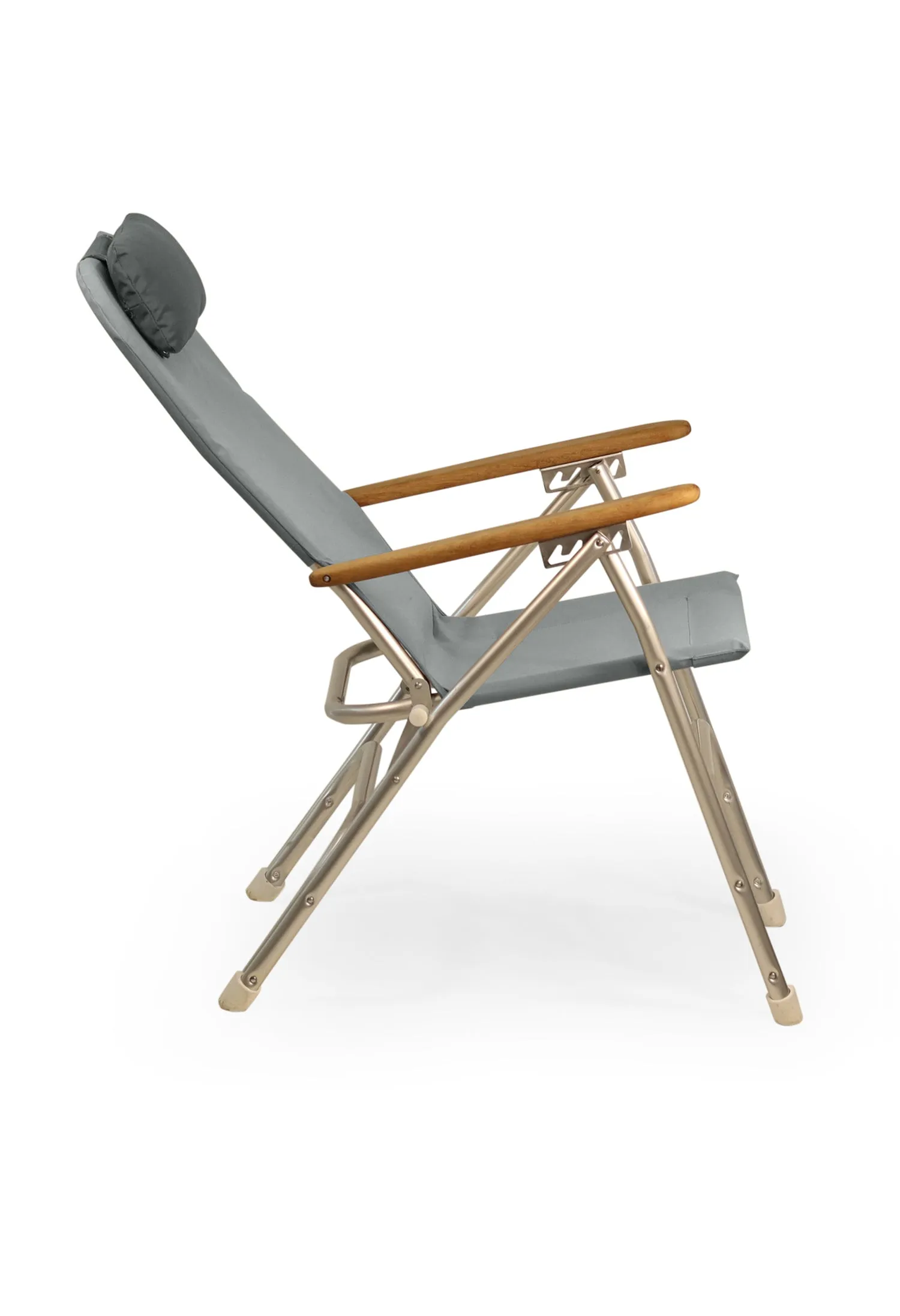 Aluminum Folding Reclining Boat Chair in 4 Positions.Adjustable Head Rest.Iroko Armrests. R120