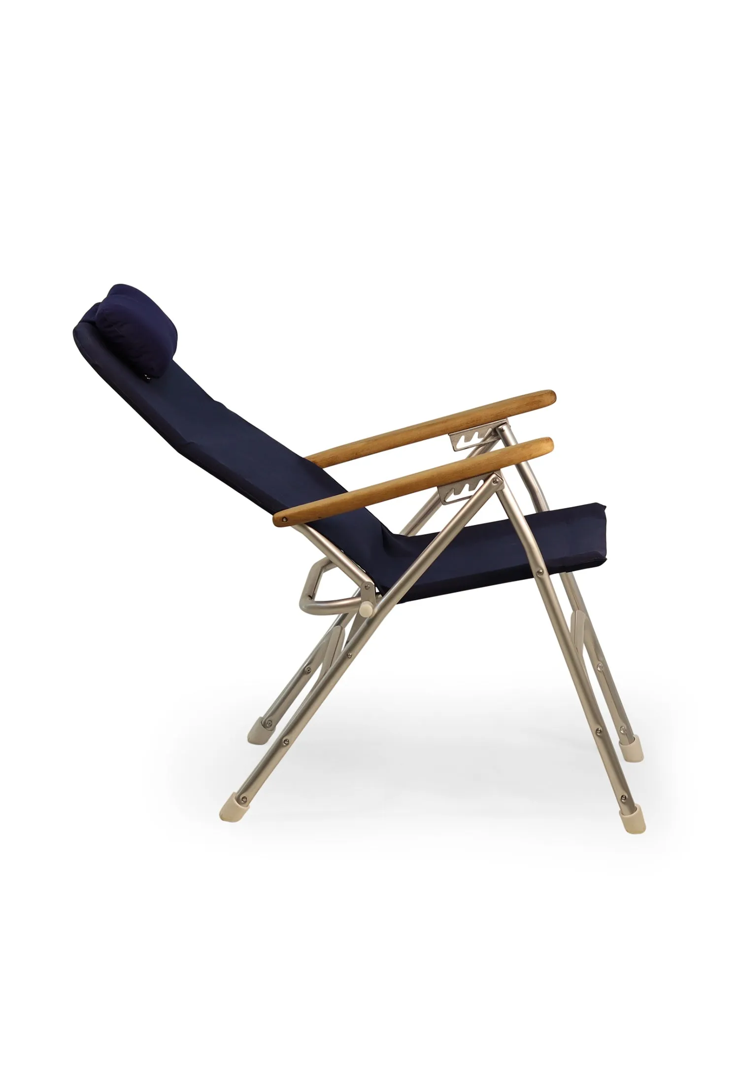 Aluminum Folding Reclining Boat Chair in 4 Positions.Adjustable Head Rest.Iroko Armrests. R120