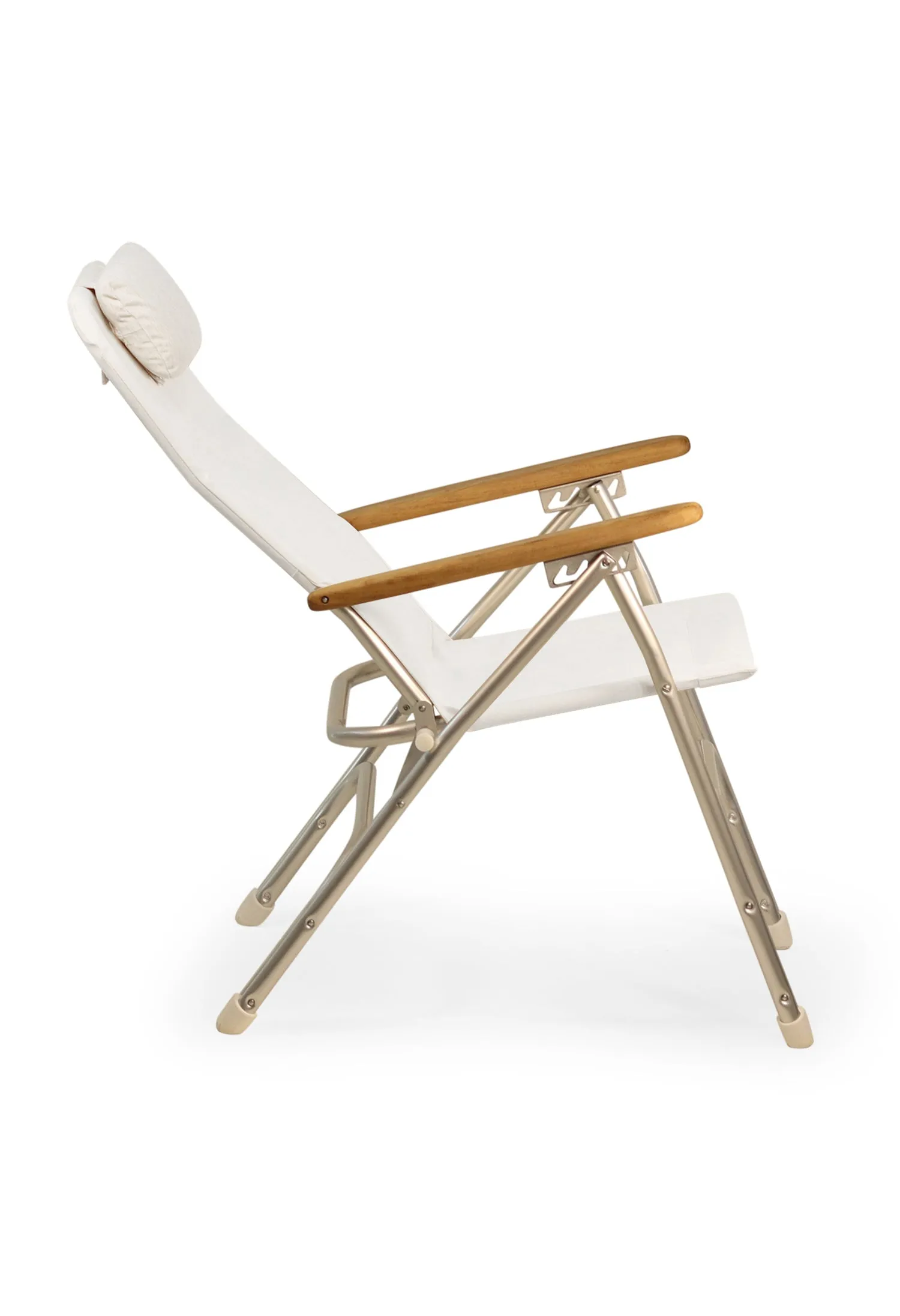 Aluminum Folding Reclining Boat Chair in 4 Positions.Adjustable Head Rest.Iroko Armrests. R120