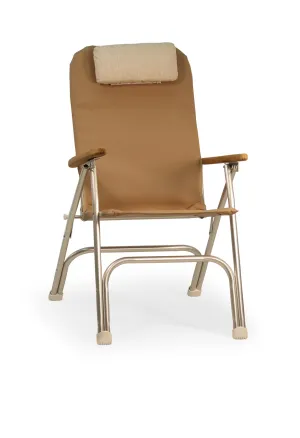 Aluminum Folding Reclining Boat Chair in 4 Positions.Adjustable Head Rest.Iroko Armrests. R120