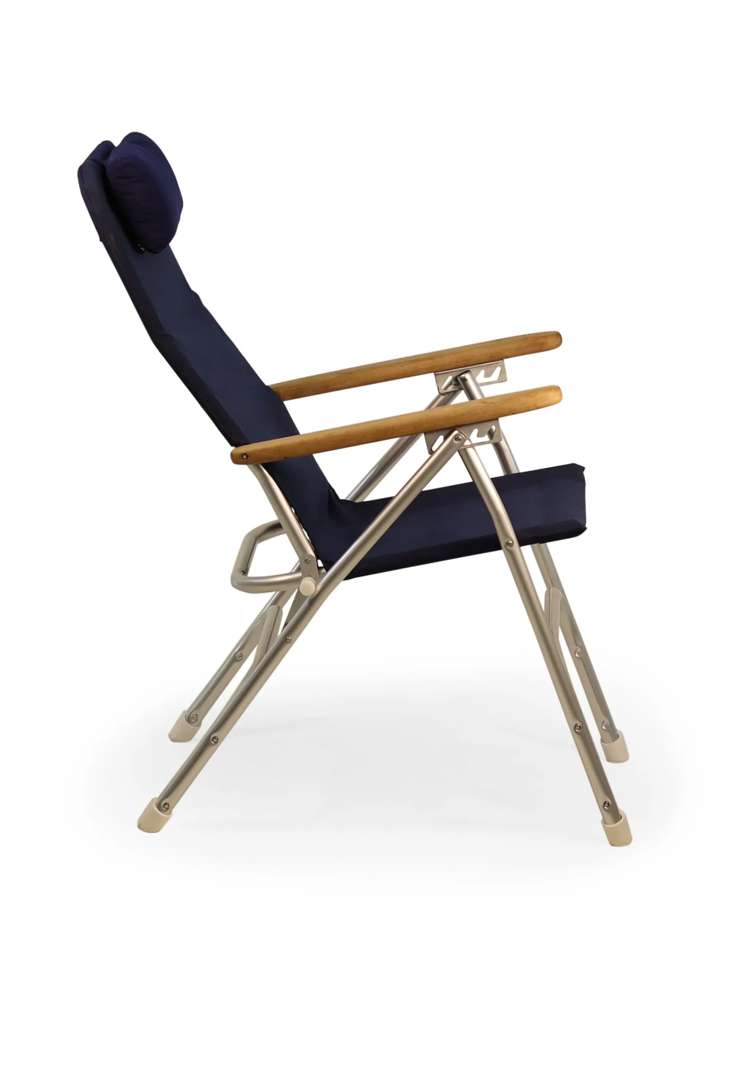 Aluminum Folding Reclining Boat Chair in 4 Positions.Adjustable Head Rest.Iroko Armrests. R120