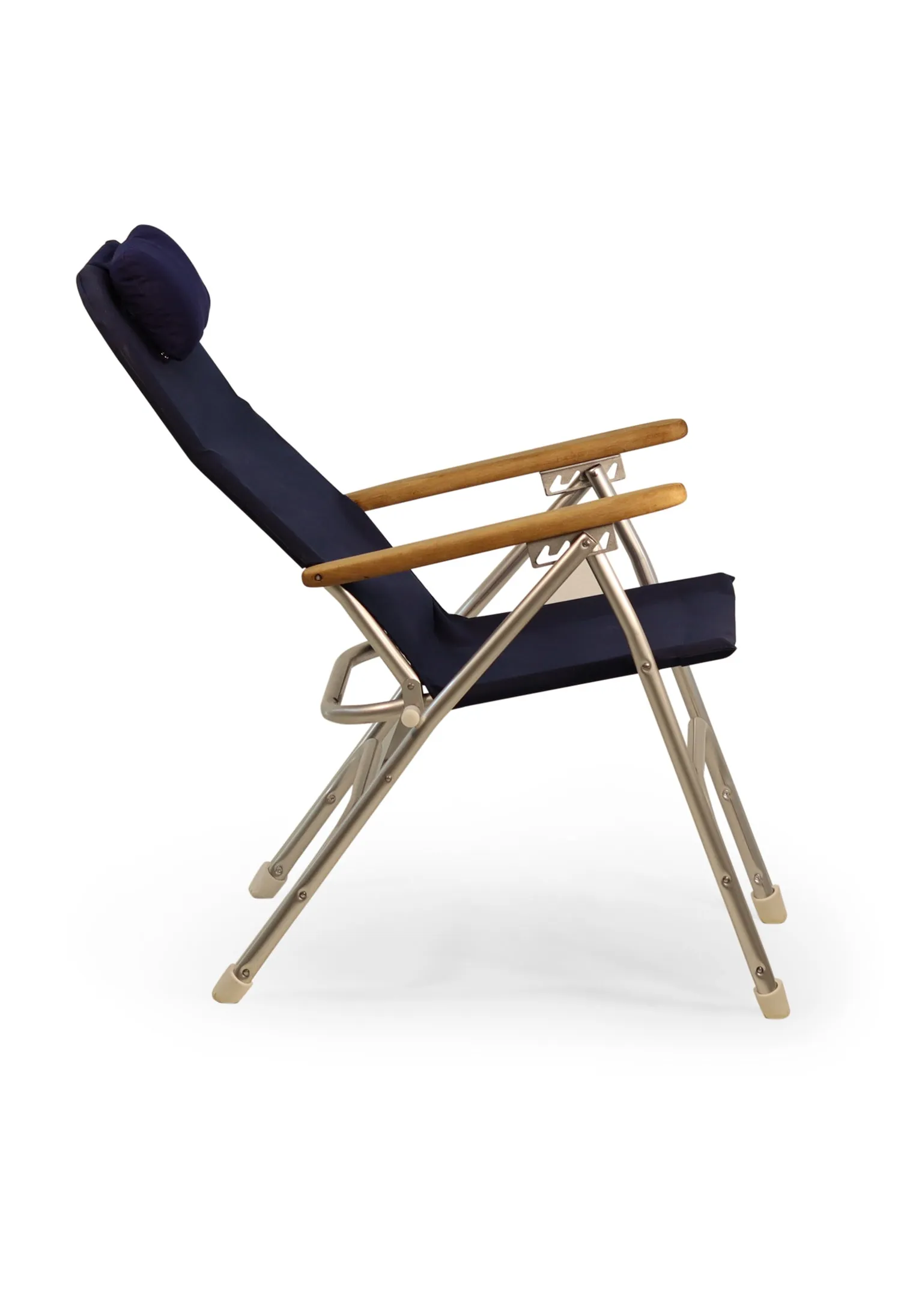 Aluminum Folding Reclining Boat Chair in 4 Positions.Adjustable Head Rest.Iroko Armrests. R120