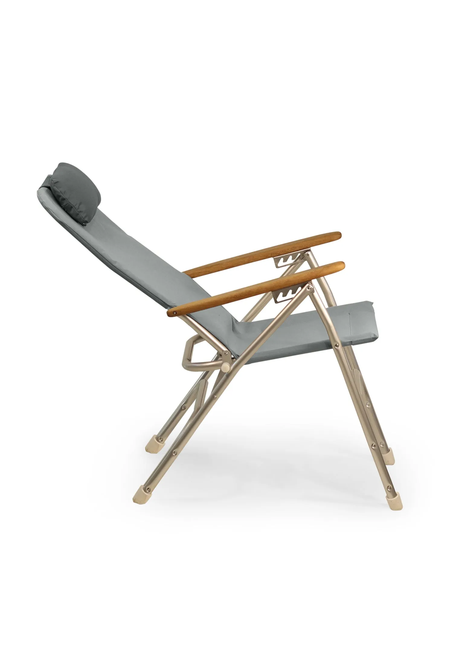 Aluminum Folding Reclining Boat Chair in 4 Positions.Adjustable Head Rest.Iroko Armrests. R120