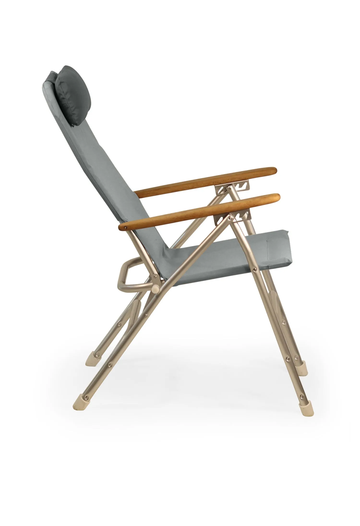 Aluminum Folding Reclining Boat Chair in 4 Positions.Adjustable Head Rest.Iroko Armrests. R120