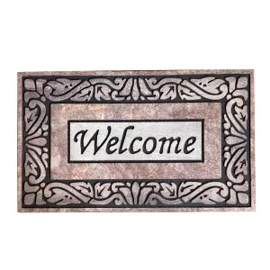ANDSTAR Door Mat Welcome Pattern Mat 18 x 30 Inch Entryway Door Mat Heavy Duty Non Slip Rubber Back Low Profile Doormat Entry Rugs Indoor Outdoor Entry Decoration for Home, Garage, Patio(1 Pc)