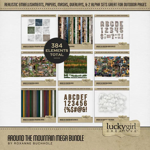 Around the Mountain Wood Alpha Digital Scrapbook Kit