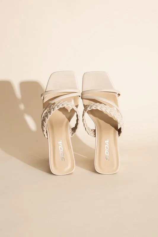 BRAIDED STRAP SANDAL HEELS