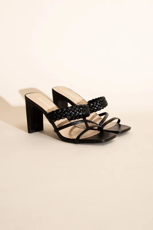 BRAIDED STRAP SANDAL HEELS