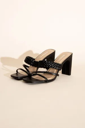 BRAIDED STRAP SANDAL HEELS