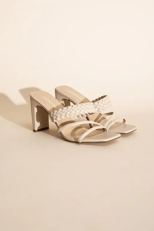 BRAIDED STRAP SANDAL HEELS