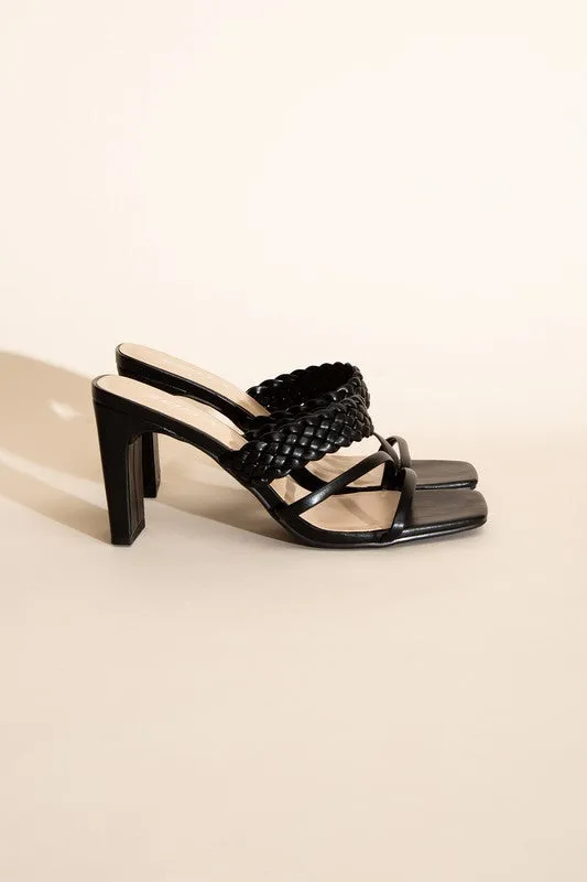 BRAIDED STRAP SANDAL HEELS