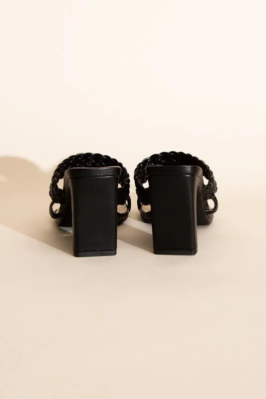 BRAIDED STRAP SANDAL HEELS