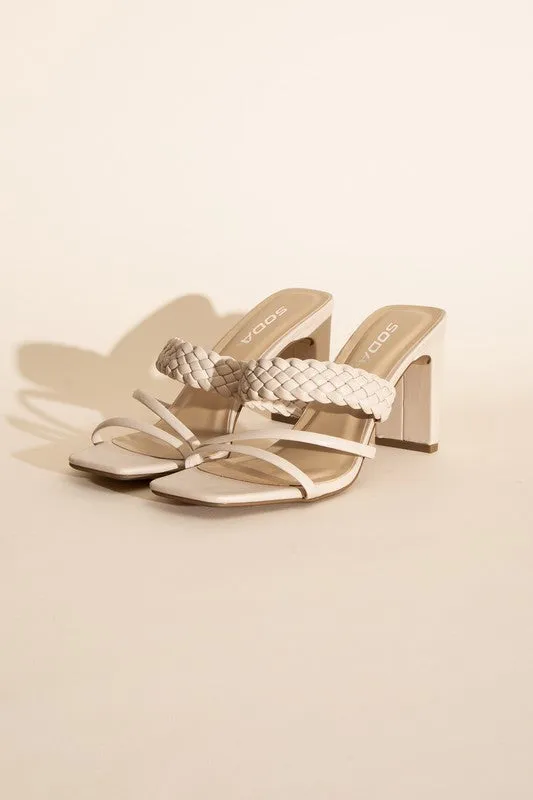 BRAIDED STRAP SANDAL HEELS