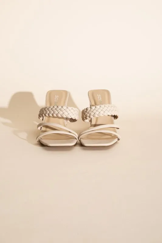 BRAIDED STRAP SANDAL HEELS