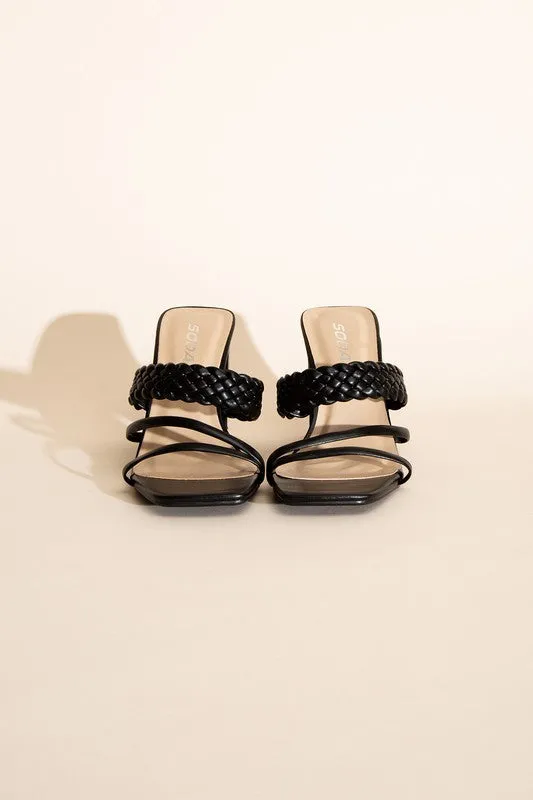 BRAIDED STRAP SANDAL HEELS