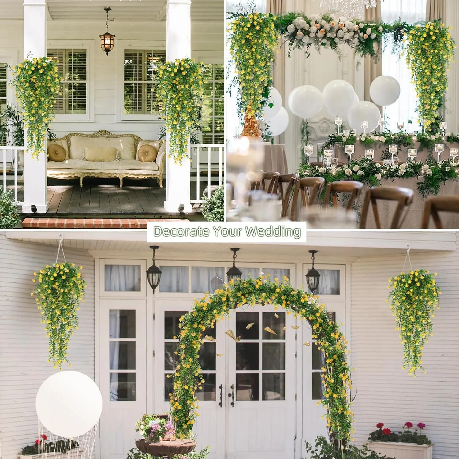 Bulk 3Pcs Spring Flowers Hanging Garland for Basket Outdoors UV Protection Wholesale