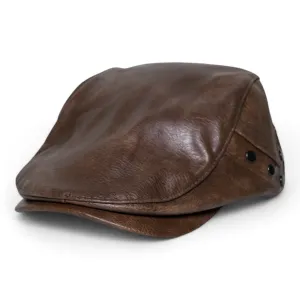 Chokore PU Leather Ivy Cap with Rivet Detailing (Brown)