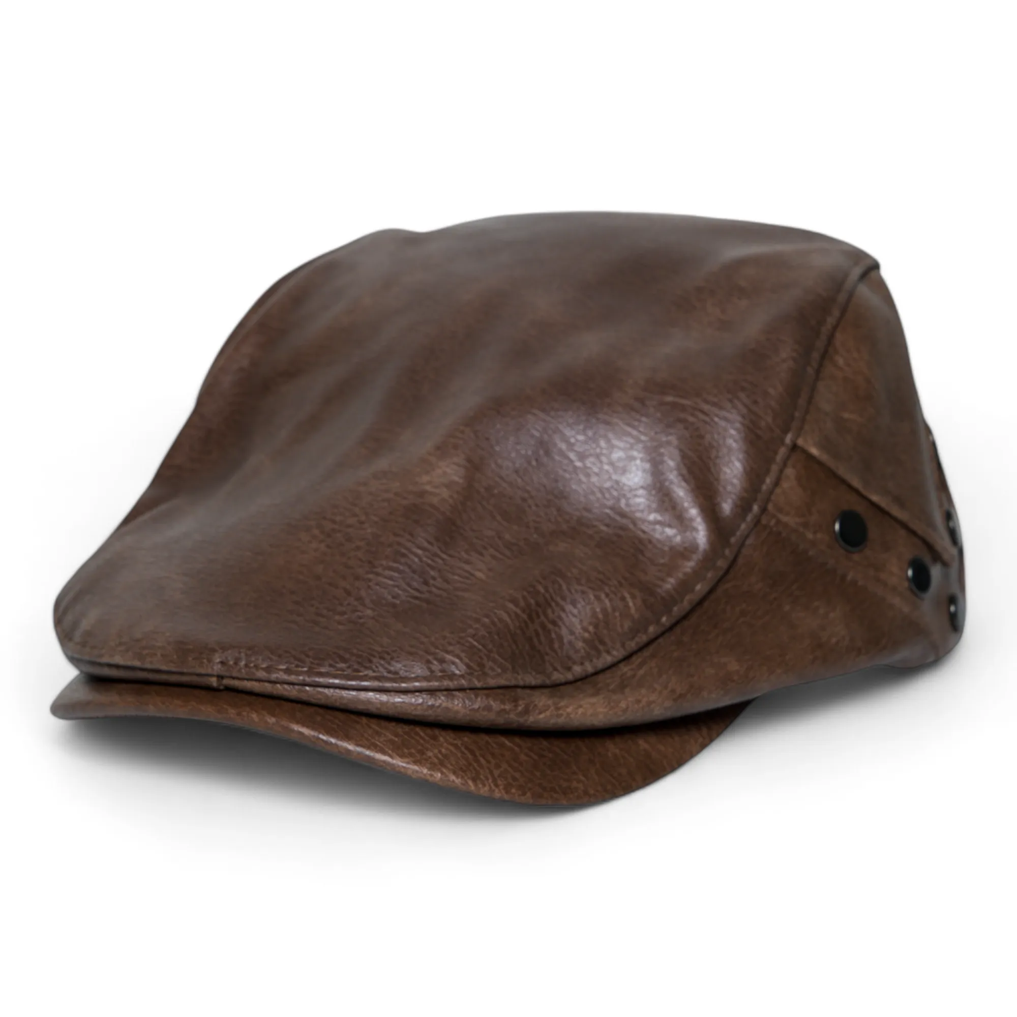 Chokore PU Leather Ivy Cap with Rivet Detailing (Brown)