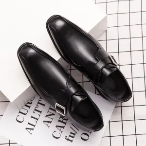 Cross border large men's leather shoes men's business dress wedding bridegroom's nightclub British Fashion Button shoes