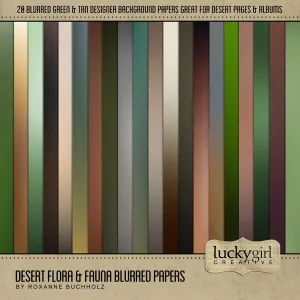 Desert Flora & Fauna Blurred Papers Digital Scrapbook Kit