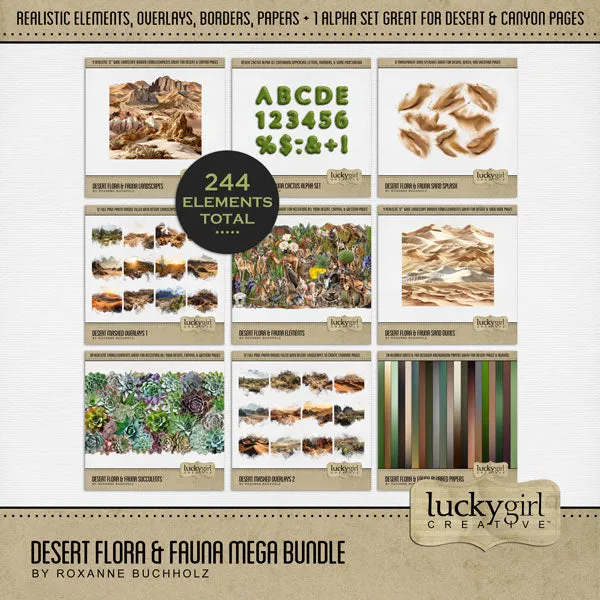Desert Flora & Fauna Blurred Papers Digital Scrapbook Kit