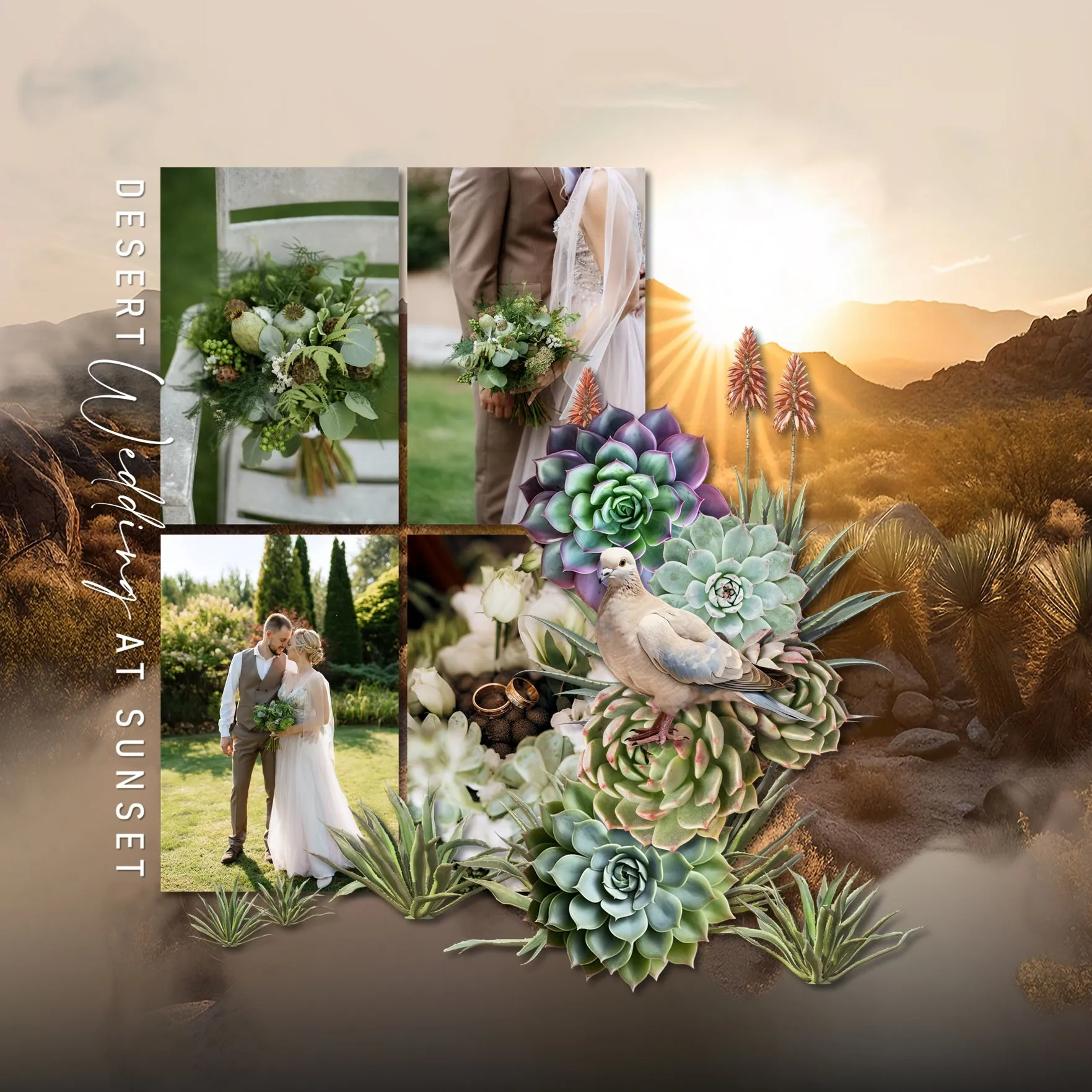 Desert Flora & Fauna Blurred Papers Digital Scrapbook Kit