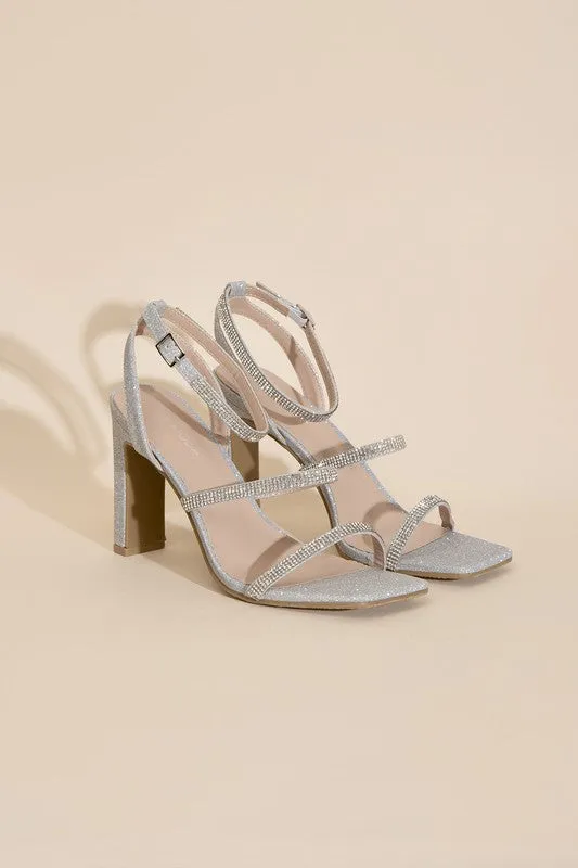 DEVIN SILVER RHINESTONE HEELS