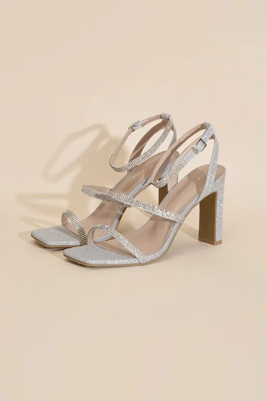 DEVIN SILVER RHINESTONE HEELS