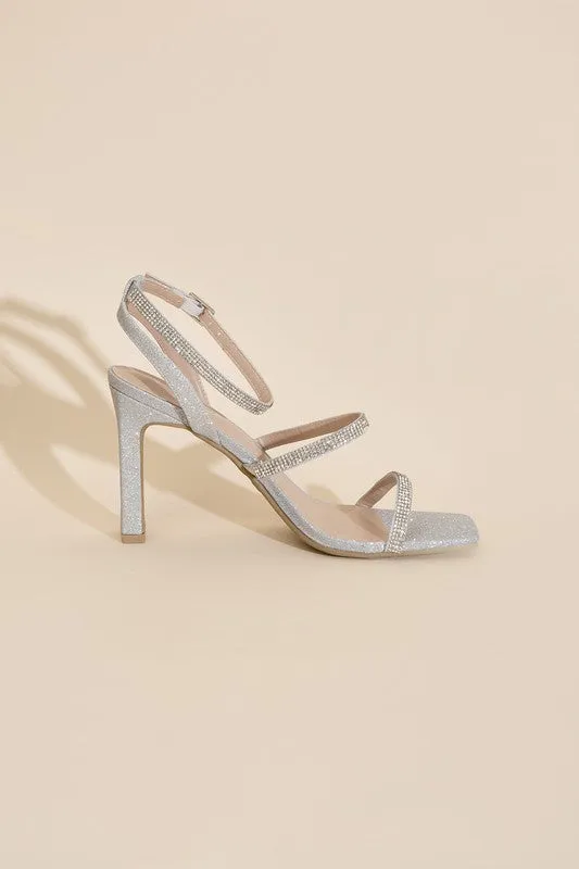 DEVIN SILVER RHINESTONE HEELS