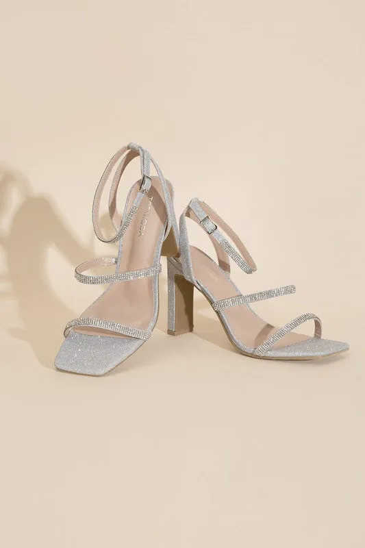 DEVIN SILVER RHINESTONE HEELS