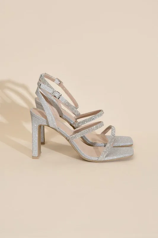 DEVIN SILVER RHINESTONE HEELS