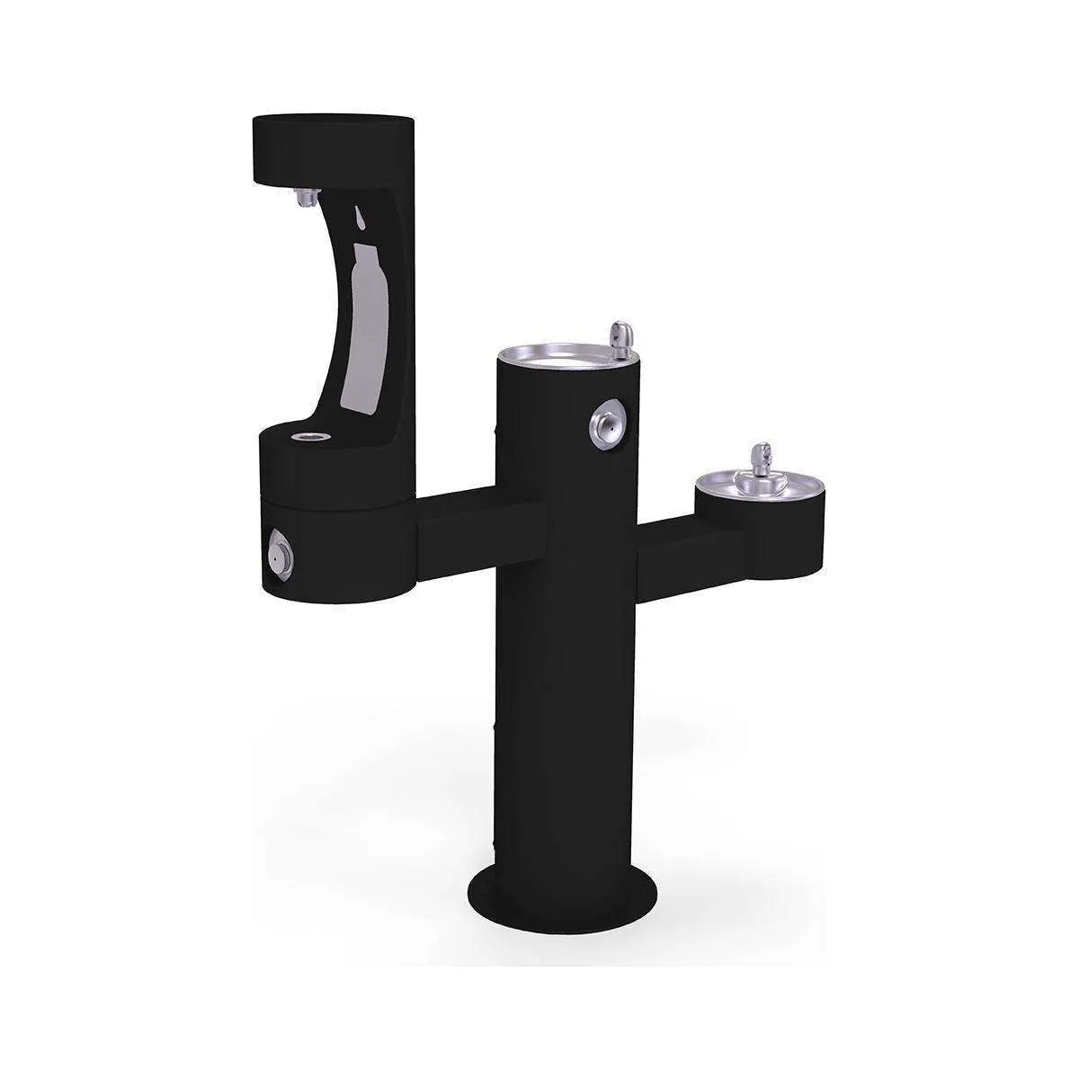Elkay Outdoor ezH2O Middle Bottle Filling Station Tri-Level Pedestal, Non-Filtered Non-Refrigerated Black LK4430BF1MBLK