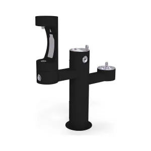 Elkay Outdoor ezH2O Middle Bottle Filling Station Tri-Level Pedestal, Non-Filtered Non-Refrigerated Black LK4430BF1MBLK