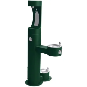 Elkay Outdoor ezH2O Upper Bottle Filling Station, Bi-Level Pedestal with Pet Station NonFilter, NonRefrige FreezeResist Evergreen LK4420BF1UDBFRKEVG