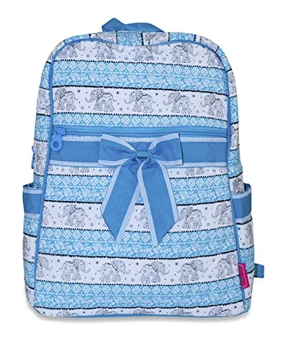 Ever Moda Elephant Quilted Backpack (Teal Blue)