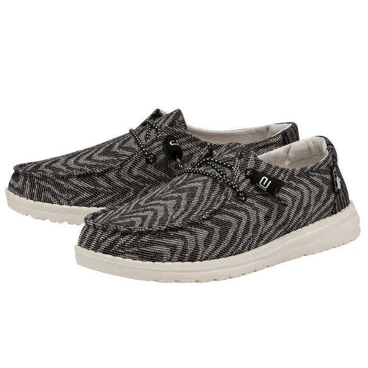Hey Dude Wendy Woven Zebra Black Stripe