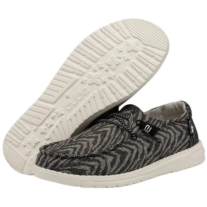 Hey Dude Wendy Woven Zebra Black Stripe