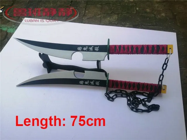 Kimetsu No Yaiba Tengen Uzui Twin Swords Cosplay Replica Weapon Props for Halloween Christmas Party Carnival PVC Props Wig