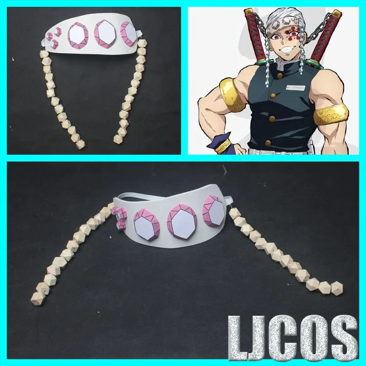 Kimetsu No Yaiba Tengen Uzui Twin Swords Cosplay Replica Weapon Props for Halloween Christmas Party Carnival PVC Props Wig