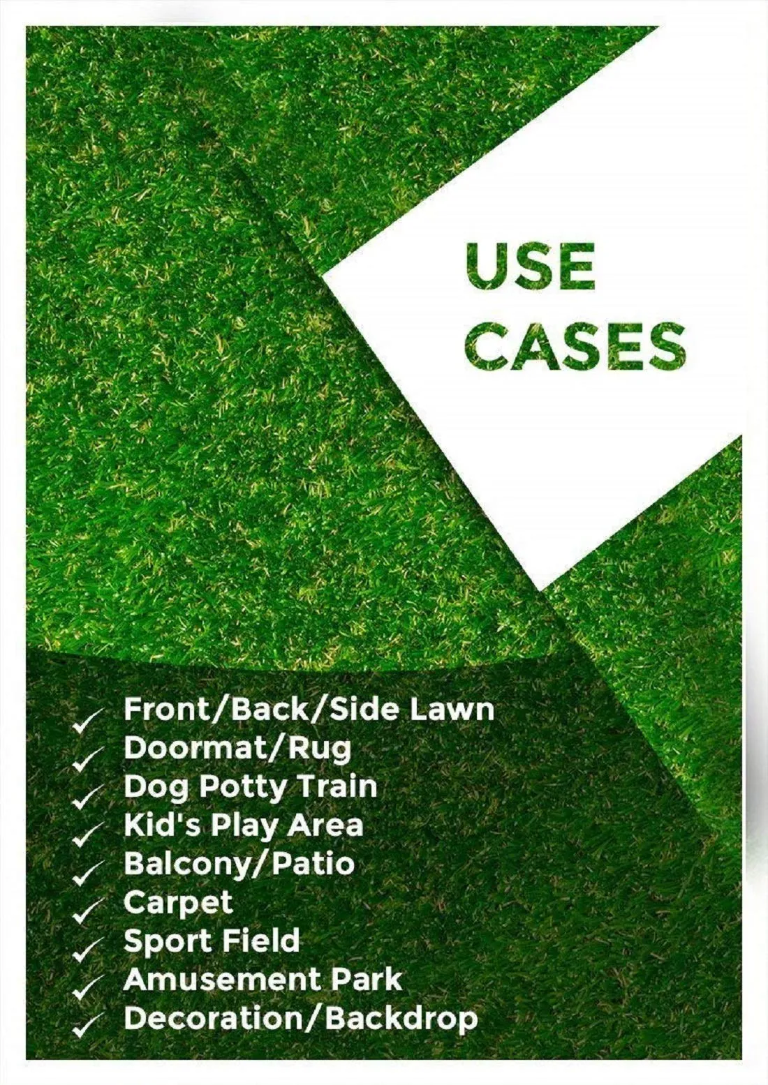 Kuber Industries High Density Artificial Grass Carpet Mat (6.5 x 10 ft, Green, GrassCT100)