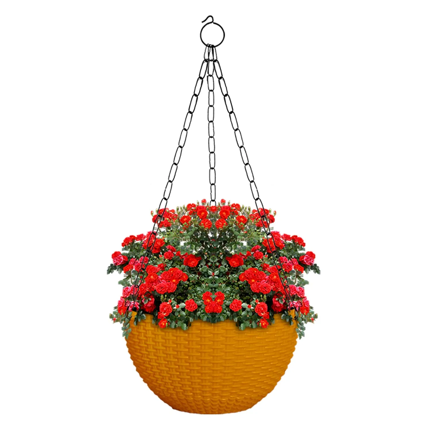 Kuber Industries Plastic Hanging Flower Pot for Balcony & Railing Set of 6 (Yellow) 53KM3850