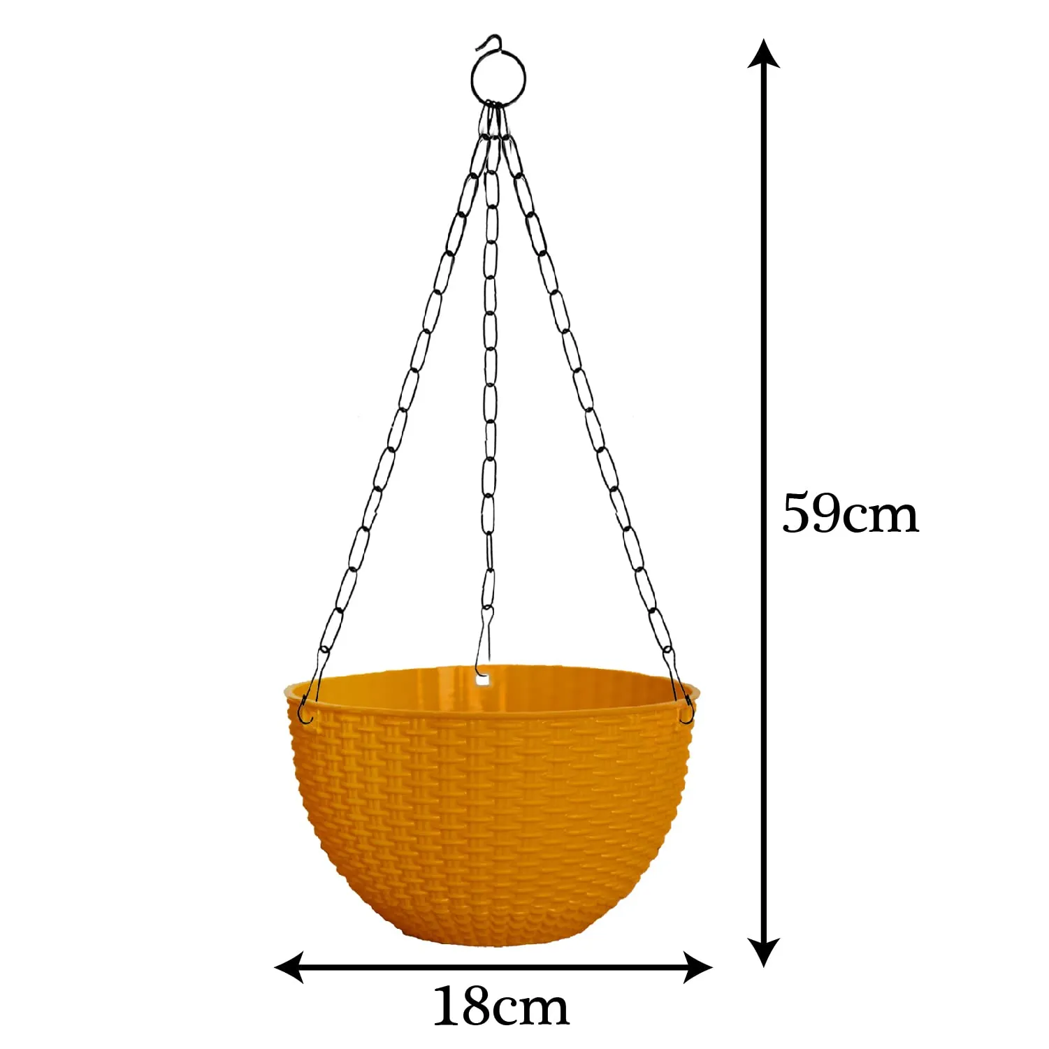 Kuber Industries Plastic Hanging Flower Pot for Balcony & Railing Set of 6 (Yellow) 53KM3850