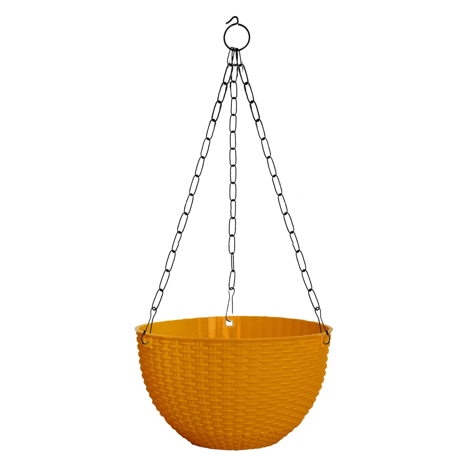 Kuber Industries Plastic Hanging Flower Pot for Balcony & Railing Set of 6 (Yellow) 53KM3850