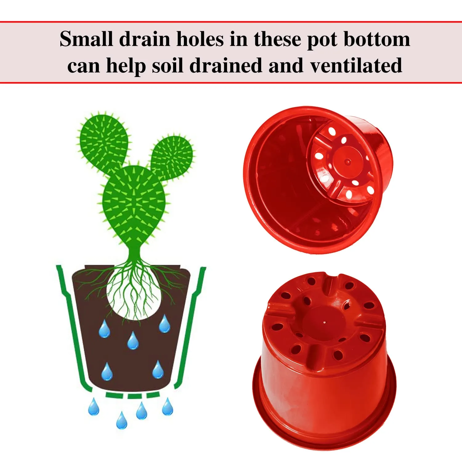 Kuber Industries Plastic Planters|Gamla|Flower Pots for Garden Nursery Home Décor,8"x6",Pack of 8 (Red)