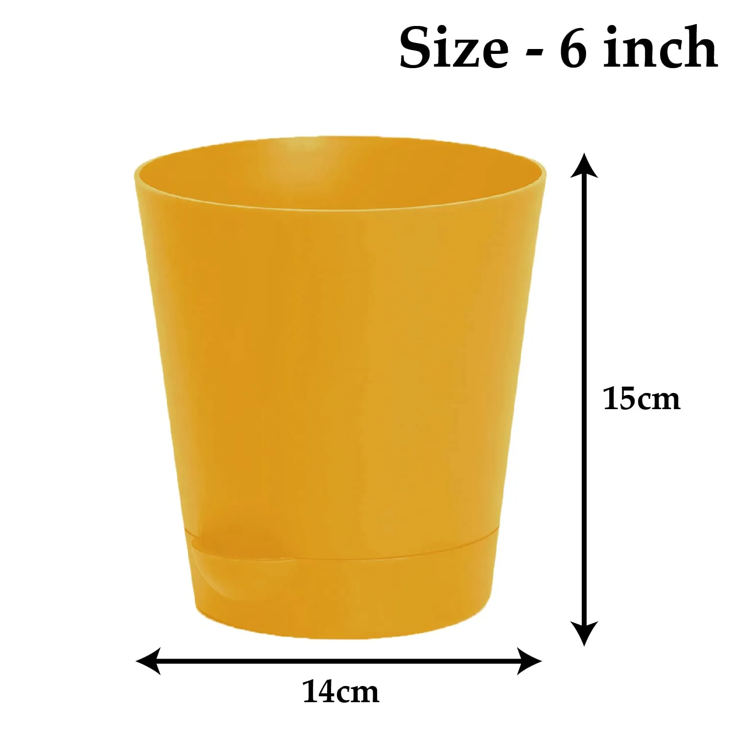 Kuber Industries Plastic Titan Pot|Garden Container for Plants & Flowers|Self-Watering Pot with Drainage Holes,6 Inch,Pack of 3 (Yellow)