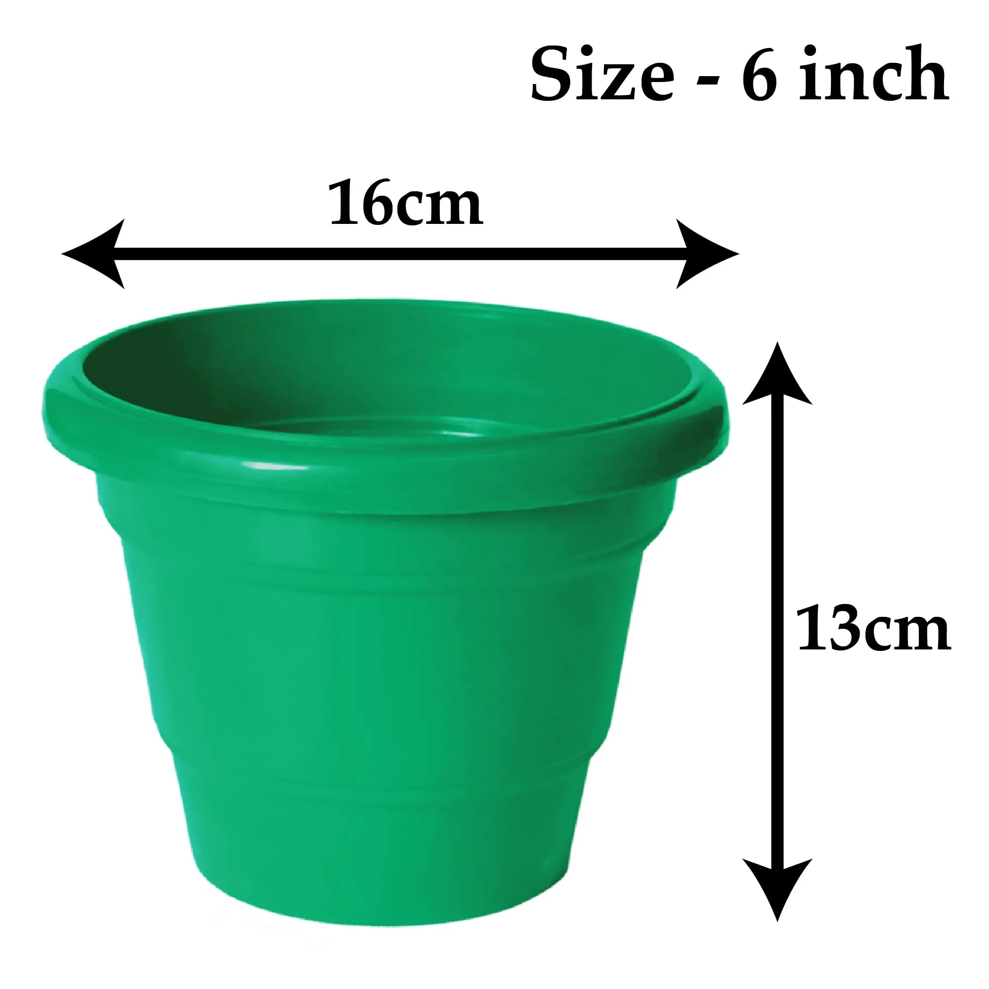 Kuber Industries Solid 2 Layered Plastic Flower Pot|Gamla for Home Decor,Nursery,Balcony,Garden,6"x5",Pack of 10 (Green)