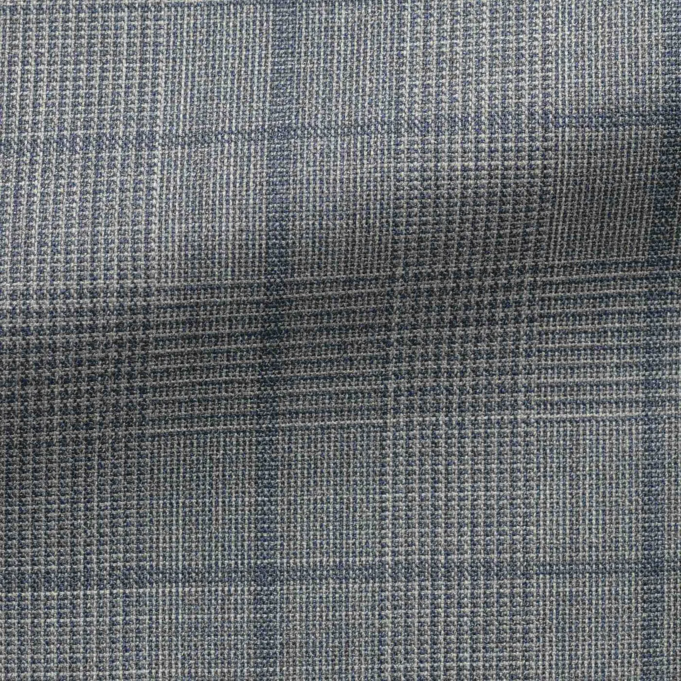Loro Piana TRAVELLER Ice Blue High Twisted Wool Tropical with Dark Blue Check