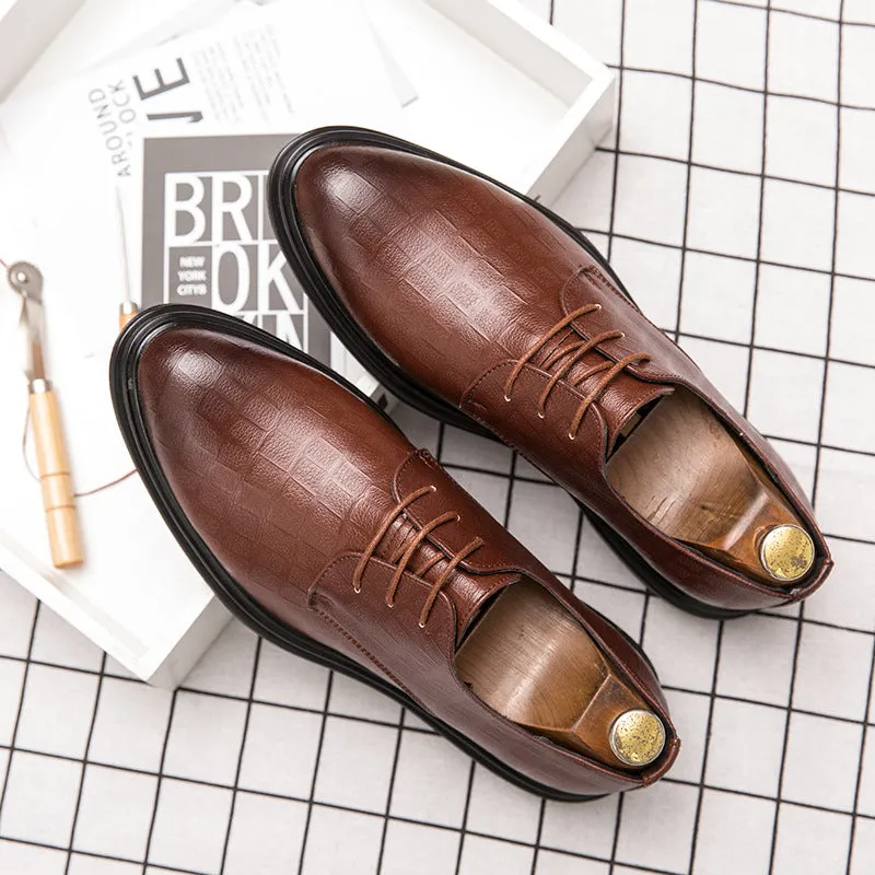 men's leather shoes soft leather British style youth business dress Joker retro casual men's shoes tide